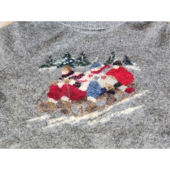 Vintage Womens Rare Lauren Ralph Lauren Lambswool Grey Med P Sled Scene Sweater - Picture 4 of 16